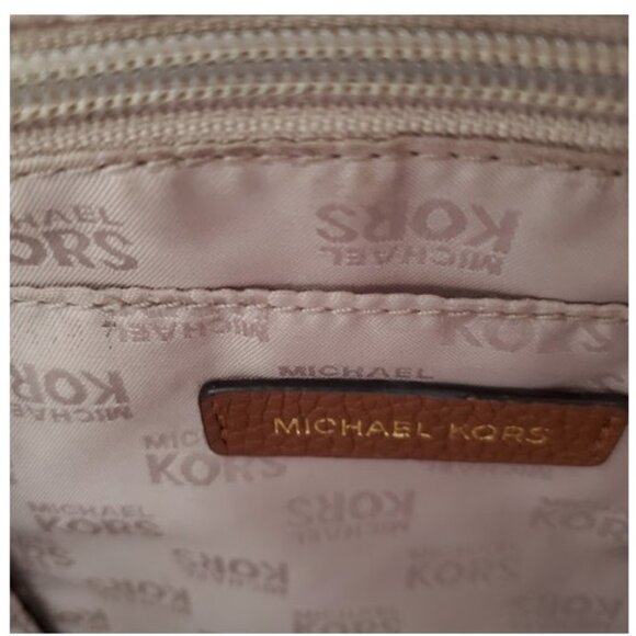 Michael Kors Timeless Saffiano Tan Leather Crossbody Messenger Bag Zip Closure - Picture 11 of 13